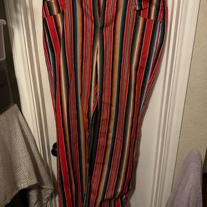 Lucky & Blessed Red Serape Flares Mid rise Bootcut